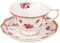 fanquare Taza de Café y Plato Rosa, 220ml Nueva Taza de Café y Té de China de Hueso, Juego de Taza y Plato de Flor de Porcelana de Regalo