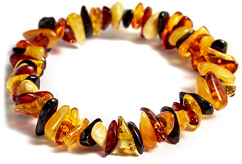 Generisch Pulsera unisex de ámbar báltico para adultos, joyería hecha a mano, tamaño de muñeca de 15 a 19 cm, Medium, Caucho, Ámbar