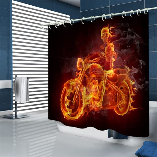 SK-YBB Rideau de Douche 180x200 Chevalier De L'âme Résistant à la Moisissure Rideau 3D Imprime Rideau Douche Long Noir Rideau de Douche Qui ne Colle Pas