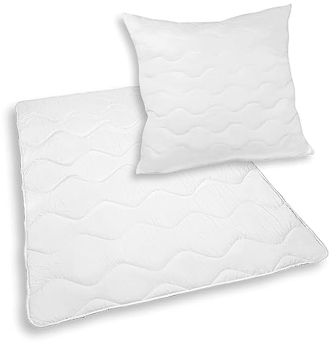 NYVI Bettdeckenset DreamScience Comfort 135x200 cm - 2-teilig - 1x Bettdecke 135x200 cm + 1x Kopfkissen 80x80 cm - Bettdecke und Kissen Set - Ganzjahres Steppdecke - Ganzjahresdecke mit Kissen