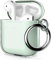 ULAK für AirPods 2&1 Hülle, Durchsichtig Stoßfest Hülle Dünn Schutzhülle mit Karabiner Transparent Ladecase für Apple AirPods 2/AirPods 1 (LED an der Frontseite Sichtbar) - Grün