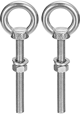 sourcing map Levage Œil Boulon, 2 Ensembles M5x50mm Œil Boulon avec Écrou Rondelle 304 Inox Acier Épaulement Levage Anneau Œil Boulon pour accrochage Article