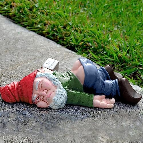 SXFENG Garden Gnome Statue - Naughty and Funny Outdoor Ornament, Indoor or Outdoor Decorations, Resin Statues (Green)