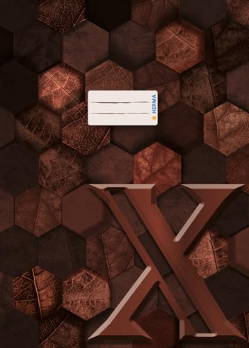 HERMA 20092 Heftumschlag A4 Karton Braun, veredelte Hefthülle mit Beschriftungsfeld aus stabilem & extra starkem Papier, Heftschoner mit Hexagon Muster Motiv für Schulhefte, farbig