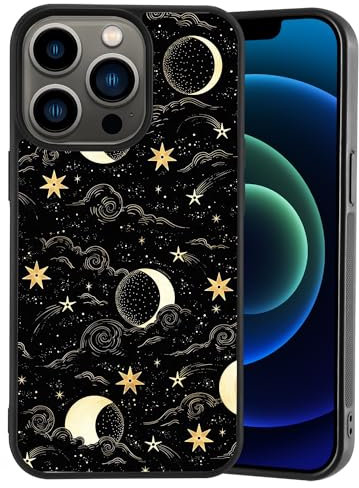 MAYCARI for iPhone 15 Plus with Aesthetic Moon and Star Printed Pattern Girls Women Lovely Star Design Hard Back Case with Soft TPU Bumper Protective Cover Case for iPhone 15 Plus