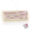 iRoboosta Milky Creamy Mechanical Gaming Keyboard, Aesthetic Keyboard w/White Backlit, 84 Keys Cute Retro Typewriter Computer Keyboard Wired w/Pink Switch, Round Keycap for Windows/PC/PS5 (Milk Tea)