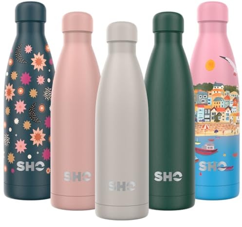 SHO Stainless Steel Water Bottle - Leak Proof, BPA Free, No Sweat, Vacuum Insulated Double Walled Metal Flask - Original 2.0-12 Hours Hot 24 Hours Cold (500ml, Soft Taupe)