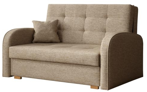 Mirjan24 Schlafsofa Viva Gold II mit Bettkasten, 2 Sitzer Polstersofa mit Schlaffunktion inkl. Kissen, Sofa, Sofagarnitur, Bettsofa, Wohnlandschaft, Farbauswahl (Aragon 14)