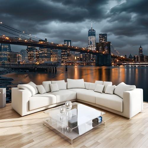 Fotomural puente de brooklyn ciudad de nueva york Fotomural Pared, 250x175 cm Papel Pintado 3D, Fotomurales Decoración de Comedores Moderna Lana Sala Cuarto Salón