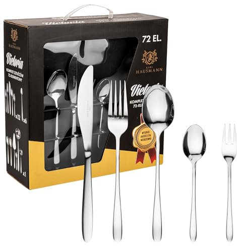KARL HAUSMANN Besteck Set 12 personen - 72-teilig - Essbesteck Spülmaschinenfest Rostfrei - BesteckSet aus Edelstahl - Besteckbox - Cutlery set 12 People - Silverware Set - Bestecksets