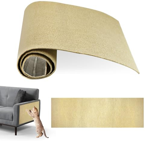 Tela Rascador para Gatos Sofa, 30x100cm DIY Alfombra de Pared, Alfombra para rascar autoadhesiva Climbing, para Sofá, Pared, Cama