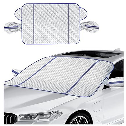 CGEAMDY Auto Windschutzscheiben Abdeckung, Ultra-Dick Schutzabdeckung Schnee EIS Frost Staub Wasserbeständig UV Universal, Auto-Schneeschild Winter-Frontscheibe Schneeschutzabdeckung(115x160cm)