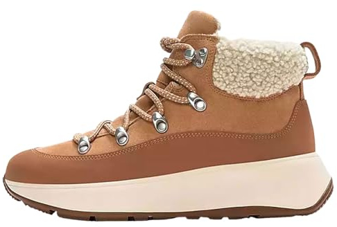 Fitflop Damen F-mode Teddy-collar Warm Suede Lace-up BootiesStiefelette