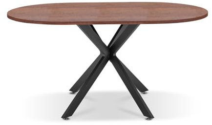 FRANKYSTAR Marui Small - Ovaler Esstisch aus Holz und Metall mit Mittelfuß Kiso 150 x 90 cm - braunes Holz