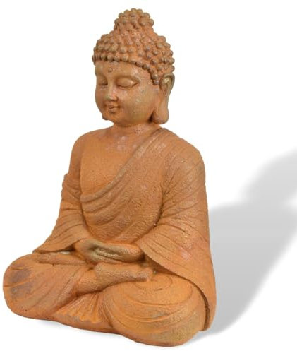 Figur Buddha aus Eisen Garten Rost Eisenfigur Skulptur Antik-Stil