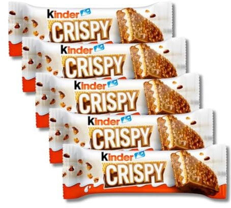 kinder Crispy 5er Pack | 5x 34g | Knuspriger Waffel-Riegel mit Haselnuss- & Milchcreme | Umhüllt von zarter Milchschokolade | Perfekt für zwischendurch