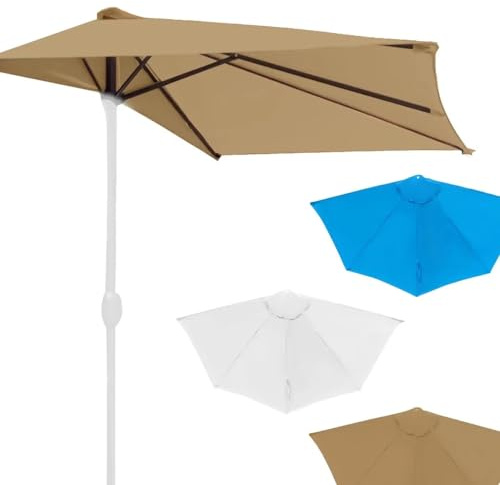 BANGHA Repuesto Sombrilla,Tela Sombrilla Toldo de Repuesto for sombrilla de Pared semicircular for Patio Exterior, Tela de poliéster, sin Poste.(Beige)