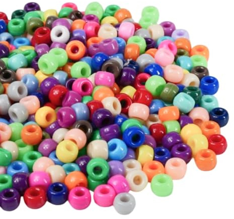 Bunte Pony Perlen zum Auffädeln – Ca. 400 Stück Multicolor Kunststoffperlen mit 4 mm Lochgröße für Schmuckbasteln, Armbänder, Halsketten und kreative DIY Projekte(color-b)