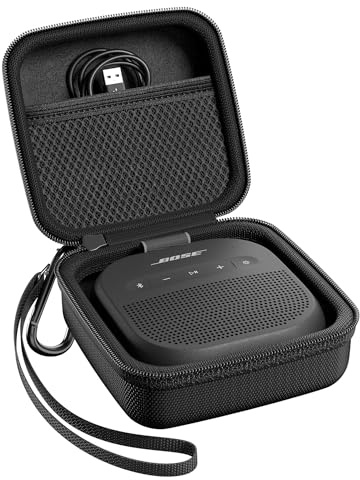 ProCase Carrying Case for Bose SoundLink Micro 2nd/1st Gen -Black | Fits Anker Soundcore Boom Go 3i, Portable Travel Storage, Mini Speaker Bag with Carabiner and Hand Strap
