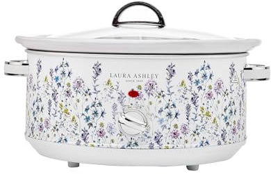Laura Ashley Wild Meadow Large Slow Cookers 6.5 Litres - Slow Cooker 6.5L | Serves 8-10 People, 3 Heat Settings, Keep Warm, Energy Efficient, Tempered Glass Lid, Dishwasher Safe Removable Ceramic Pot