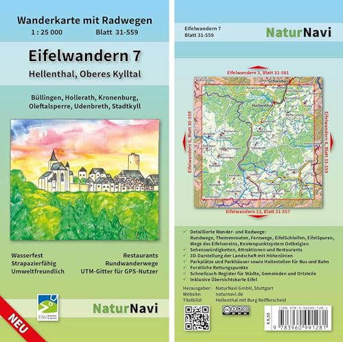 Eifelwandern 7 - Hellenthal, Oberes Kylltal: Wanderkarte mit Radwegen, Blatt 31-559, 1 : 25 000, Büllingen, Hollerath, Kronenburg, Oleftalsperre, ... (NaturNavi Wanderkarte mit Radwegen 1:25 000)