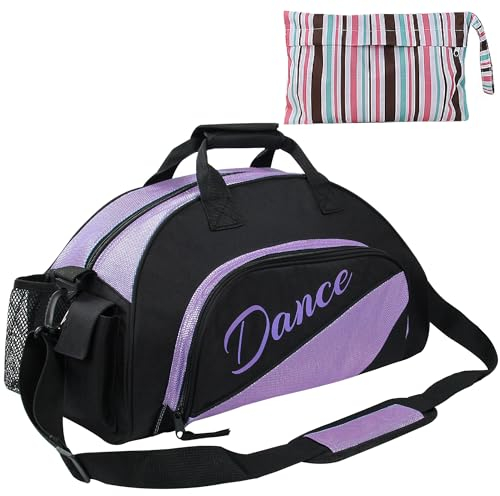 Kilofly, borsone da ragazza, per danza, sport, palestra, viaggio, con pratica pochette inclusa, Purple (Viola) - AWP372PUR