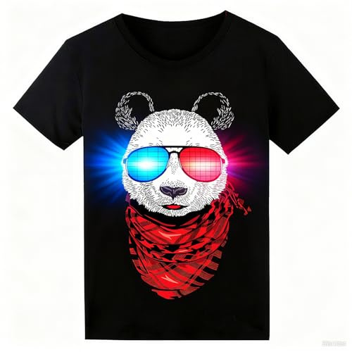 SOOOEC Men's Western T-Shirt (Pack of 1) | Sound Activated Light Up LED Tee / Glow in The Dark Music Sensor Shirt / Removable Cable Hand Washable / Rave Party Wear