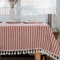 meioro Gestreifter Tischläufer Fringe - Eleganter Heimtextilien für Innen- und Außenbereich - 140x300cm - Rote/Weiße Streifen - Modern - Baumwolle-Leinen-Mischung