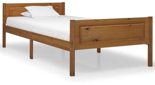 vidaXL Kiefernholz Massivholzbett Bettgestell Holzbett Futonbett Bett Einzelbett Bettrahmen mit Lattenrost Schlafzimmerbett Honigbraun 100x200cm