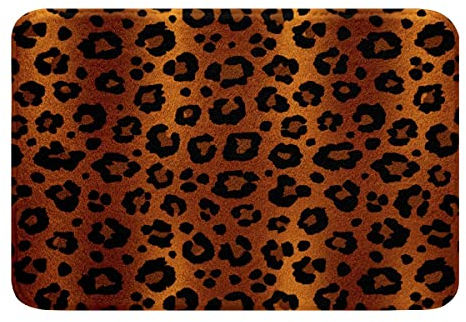 Leopard Muster Badteppiche Safari Gepard Drucken Badematte 40x60cm Afrika Tierhaut Textur rutschfest Badezimmerteppich Kinder Orange Schwarz Fell Drucken Weich Zottelig Badvorleger Zimmer Dekor