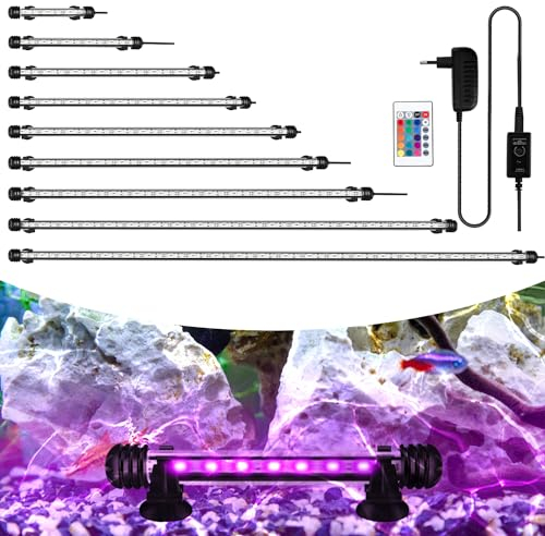 Sonnewelt LED Aquarium Beleuchtung, 62cm LED Aquarium Leuchte Wasserdicht Aquarium Lampe Unterwasser 6.2W LED-Lichtbalken für Fisch Tank(RGB)