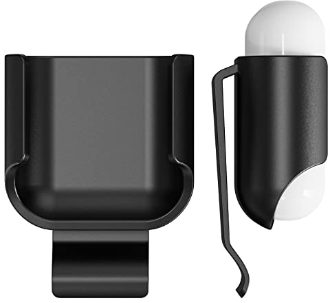 Geekria Confezione da 2 custodie per auricolari ultra leggere con clip da cintura, compatibile con auricolari Apple AirPods 2 True Wireless, porta di ricarica accessibile (nero)