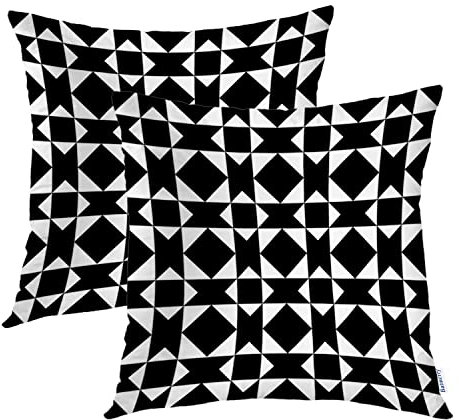 Batmerry Geometric Aztec Decorative Pillow Covers 18x18 Inch Set of 2, Black White Triangles Geometric Decorative Cushion Throw Pillow Covers Outdoor Sofa Couch Pillowcase