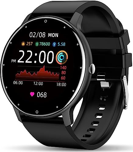 Smartwatch da uomo e donna con chiamata Wireless, IP67 impermeabile da collegare multifunzione Smartwatch 1.3 touch screen, cardiofrequenzimetro 8 modalità sport per Android iOS Nero