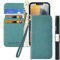 Tiyoo Flip Phone Case for iPhone 11, Premium Magnetic Wallet Case for Phone Protection, Lychee Pattern PU Leather with Card Slots and Wrist Strap, Shockproof Phone Cover for iPhone 11, Green