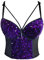 YJZQ Damen Korsett Bustier Pailletten Top Push Up Trägertop Crop Top Weste Cropped Oberteil V-Ausschnitt Top