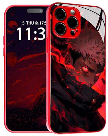 HWLHJJ Yuji Itadori Jjk Unique Cool Shonen Anime Glass Phone Case - Manga TPU Fan Favorite Shell for iPhone 13 Pro