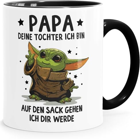 MoonWorks Tasse Geschenk Papa Sprüche Geschenkidee Vatertag Lustig Motiv Baby- mit Spruch weiss-innen-schwarz standard