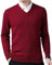 FULIER Men's V-Neck Jumper Cashmere Knitted Pullover Casual Long Sleeve Sweater Basic Sweatshirt Winter Jumper (Wine, L)