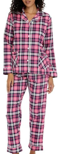 MIA LUCCE Pijama largo para mujer con botones, pijama de franela para mujer, parte superior suave y pantalones de pijama, traje de casa de dos piezas, tallas XS-XL