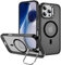 Anlalish Traslucida Cover per iPhone 14 Pro Max con Supporto Fotocamera Integrato, Custodia per iPhone 14 Pro Max Antiurto Magnetica Protezione Compatibile con MagSafe (Nero)