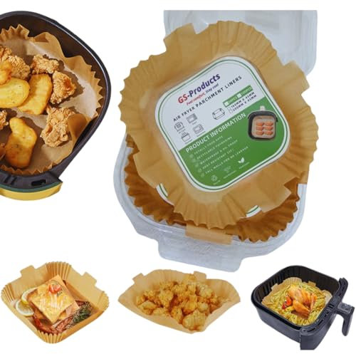 Small Air Fryer Paper Liners(16 * 4.5) cm 50PCS, Square Airfryer Liners with Lifted Handle Tabs 6.3 Inch, Baking Parchments Disposable Paper Liners Compatible with COSORI, Tower Air Frye, Ninja.
