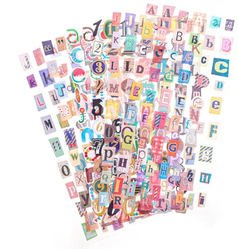 36 Sheet Vintage Scrapbook Stickers Cute Alphabet Number Sticker