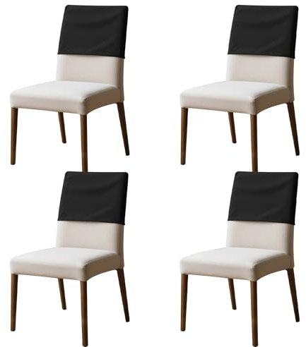 KEGAJEGA 4 Stück Stuhlhussen Rückenlehne Stuhlrückenabdeckung Polyester Wasserdicht Staubdicht Waschbar Abnehmbarer Stuhlhussen Stuhllehne für Zuhause Restaurant Büro Hotel Bankett (Schwarz, S)