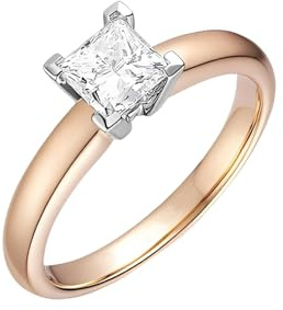 Beydodo Damen Ringe Bicolor 585 Echtgold, Verlobungsring Solitär mit Diamant 0.4ct Eheringe Hochzeitsringe Gr.60 (19.1)