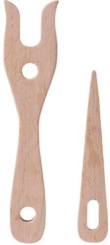 2 Stück Lucet-Gabel und Big Eye Nalbinding-Nadel aus Holz, Stricknadeln, DIY-Webwerkzeuge für Stricker, Häkeler, Armbänder, Halsketten, geflochtene Werkzeuge