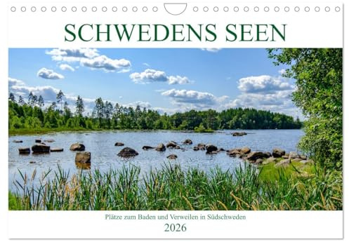 Schwedens Seen (Wandkalender 2026 DIN A4 quer), CALVENDO Monatskalender: Traumhafte Plätze zum Baden und Verweilen an den Seen in Südschweden (CALVENDO Natur)