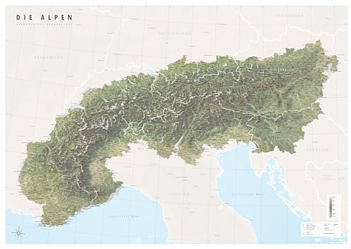 GeoMetro XL Karte der Alpen und Berge, reißfest und matt, 84,1 x 118,9 cm (DIN A0), Neuauflage 2026