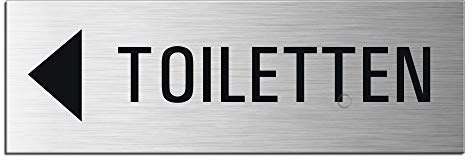 OFFORM DESIGN Schild Toiletten Links Türschild 240 x 80 mm Türschild Aluminium selbstklebend Nr.26014-S