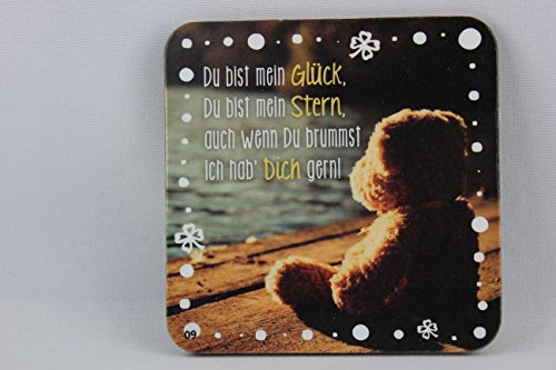 GRUSS & CO Sheepworld, 81062 - Untersetzer Nr. 09, Du bist Mein Glück, Du bist Mein Stern, auch wenn Du brummst ich hab´ Dich gern!, Kork, 9,5cm x 9,5cm